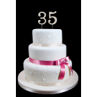 35th Birthday Wedding Anniversary Number Cake Topper with Sparkling Rhinestone Crystals - 1.75" Tall 